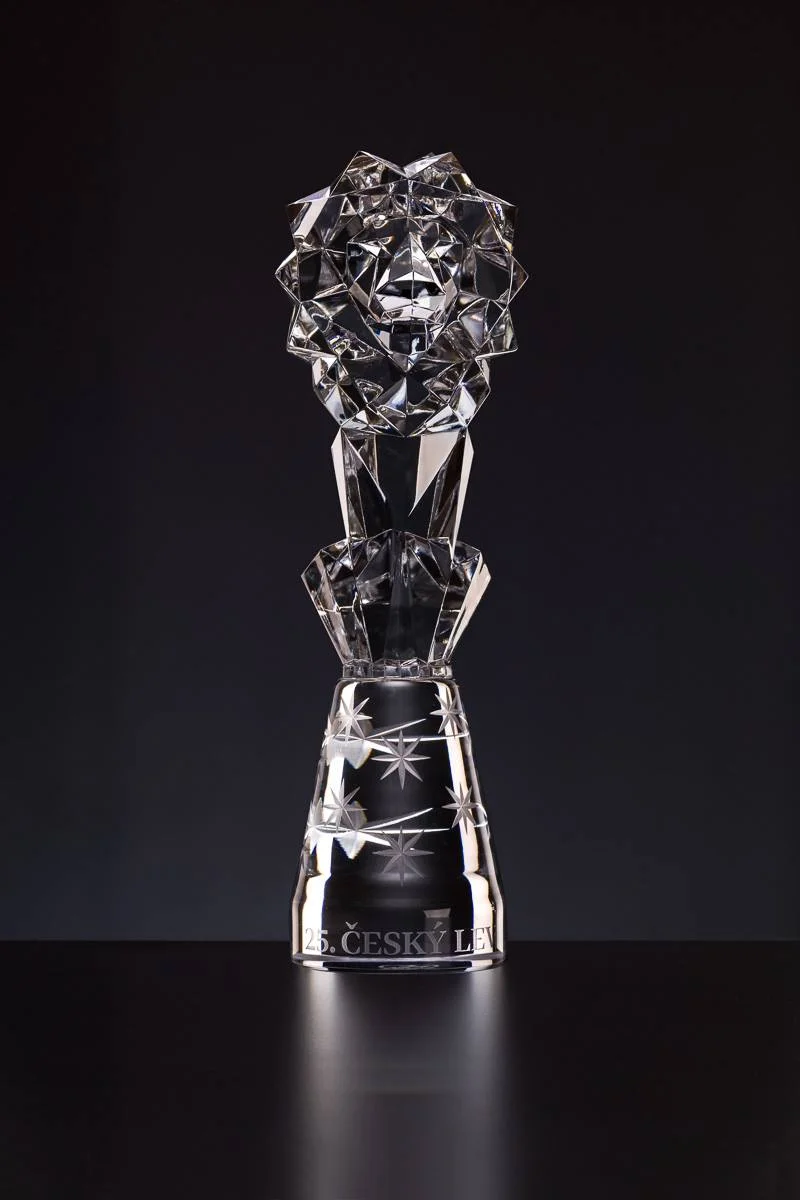 The crystal Czech Lion trophy