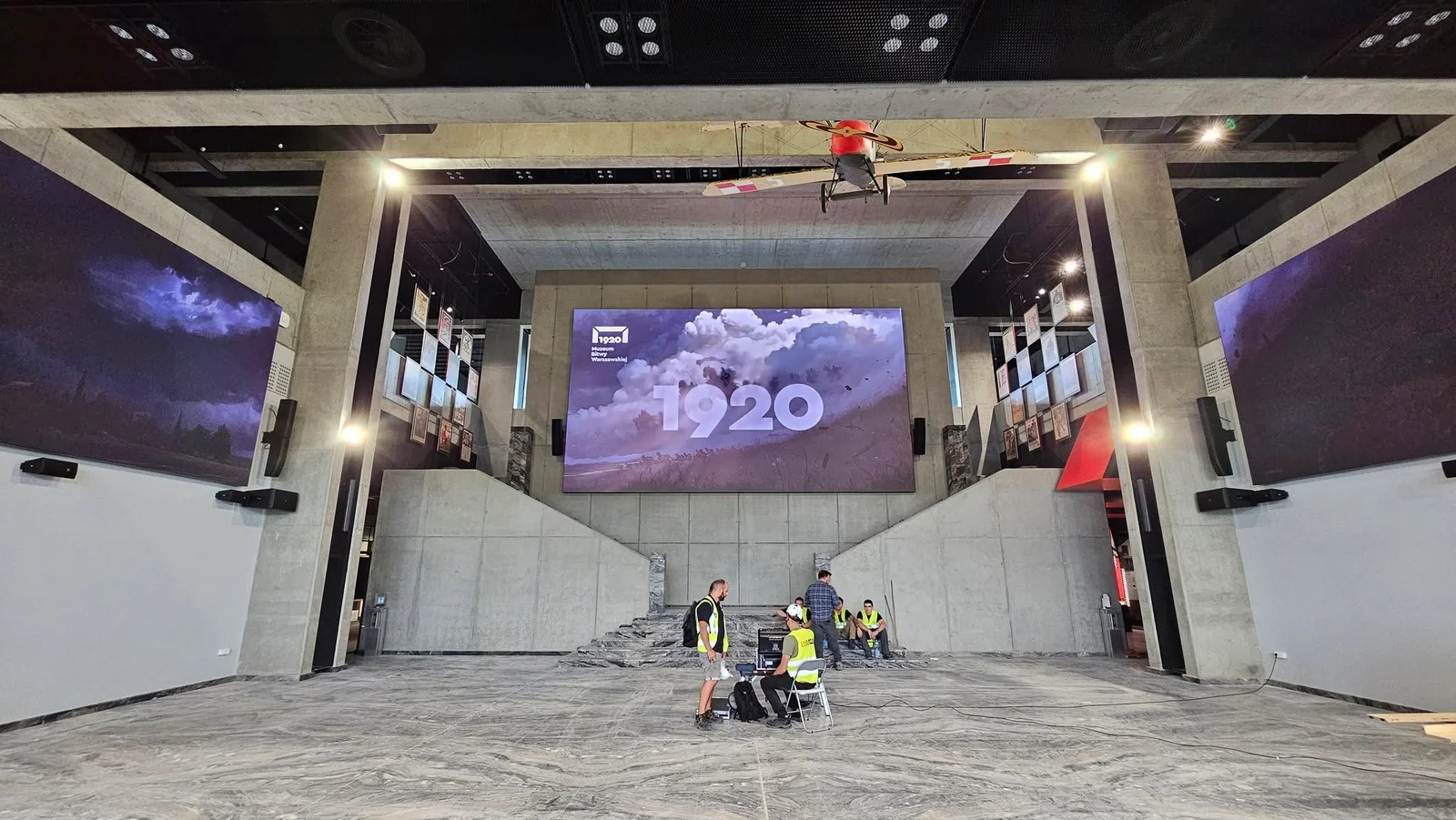 Commissioning the foyer sound system before opening