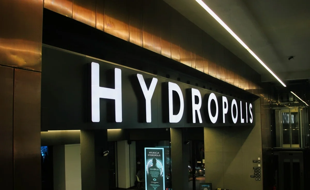 Hydropolis signage at the entrance to the exhibition